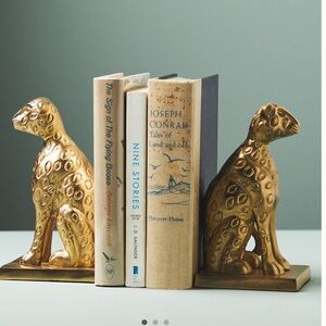 Anthropologie Gold Chetah metal  Bookends NEW